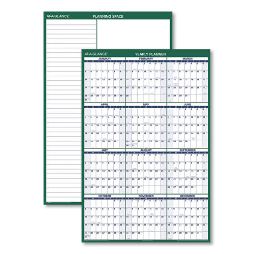 Vertical Erasable Wall Planner, 32 X 48, White/green Sheets, 12-month (jan To Dec): 2025