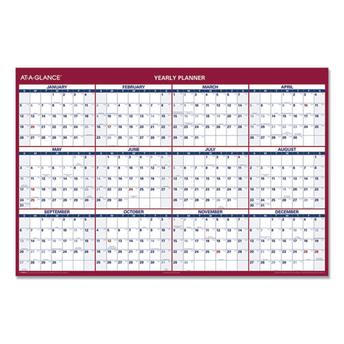 Erasable Vertical/horizontal Wall Planner, 32 X 48, White/blue/red Sheets, 12-month (jan To Dec): 2025