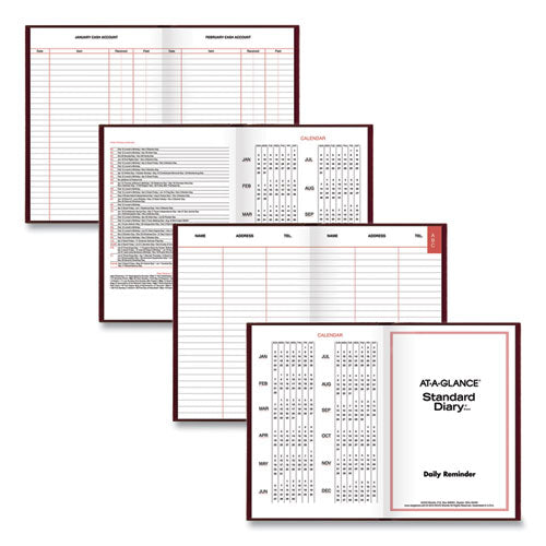 Standard Diary Daily Reminder Book, 2025 Edition, Medium/college Rule, Red Cover, (201) 7.5 X 5.13 Sheets