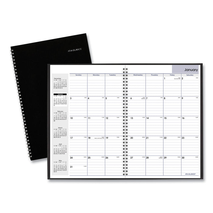 Dayminder Monthly Planner, Ruled Blocks, 12 X 8, Black Cover, 14-month: Dec 2024 To Jan 2026