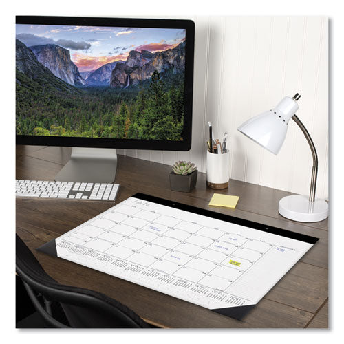 Contemporary Monthly Desk Pad, 22 X 17, White Sheets, Black Binding/corners,12-month (jan To Dec): 2025