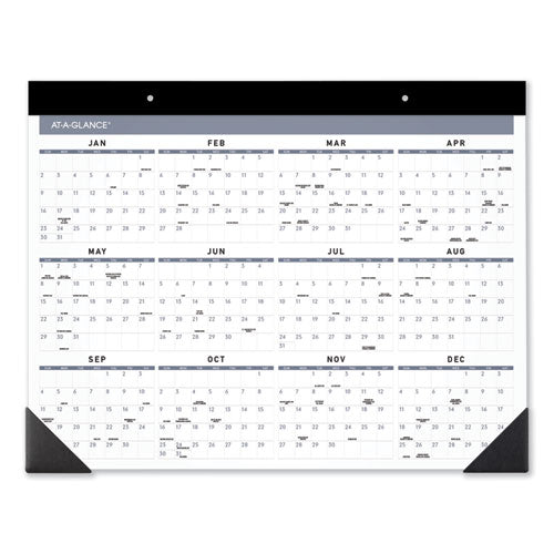 Contemporary Monthly Desk Pad, 22 X 17, White Sheets, Black Binding/corners,12-month (jan To Dec): 2025