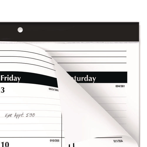 Ruled Desk Pad, 24 X 19, White Sheets, Black Binding, Black Corners, 12-month (jan To Dec): 2025