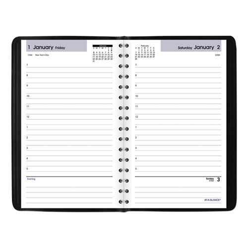 Dayminder Daily Appointment Book, 8 X 5, Black Cover, 12-month (jan To Dec): 2025