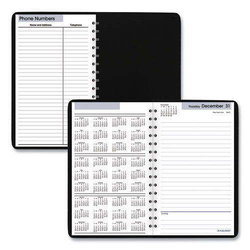 Dayminder Daily Appointment Book, 8 X 5, Black Cover, 12-month (jan To Dec): 2025