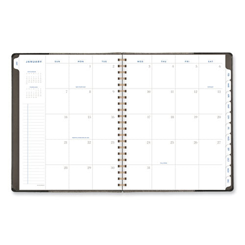 Signature Collection Black/gray Felt Weekly/monthly Planner, 11.25 X 9.5, Black/gray Cover, 13-month: Jan 2025 To Jan 2026