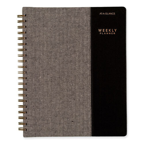 Signature Collection Black/gray Felt Weekly/monthly Planner, 11.25 X 9.5, Black/gray Cover, 13-month: Jan 2025 To Jan 2026