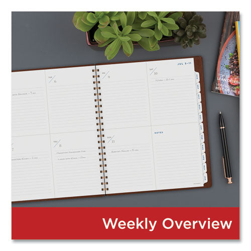 Signature Collection Academic Weekly/monthly Planners, 11.5 X 8, Distressed Brown Cover, 13-month (july-july): 2024-2025