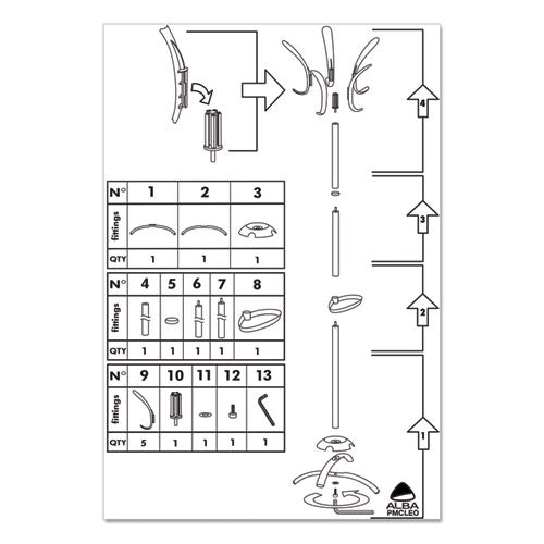 Cleo Coat Stand, Stand Alone Rack, Ten Knobs, Steel/plastic, 19.75w X 19.75d X 68.9h, Black