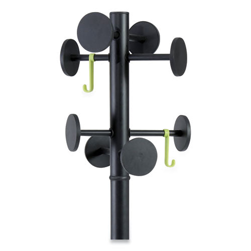 Stan3 Steel Coat Rack, Stand Alone Rack, Eight Knobs, 15w X 15d X 69.3h, Black