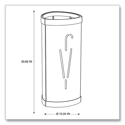 Triangular Umbrella Stand, Steel, 10.25w X 10.25d X 23.67h, Silver/black