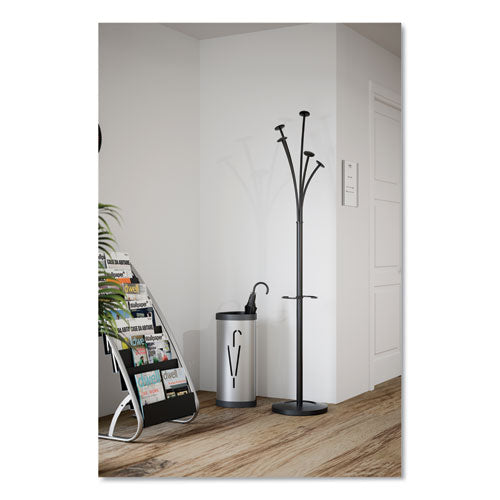 Triangular Umbrella Stand, Steel, 10.25w X 10.25d X 23.67h, Silver/black