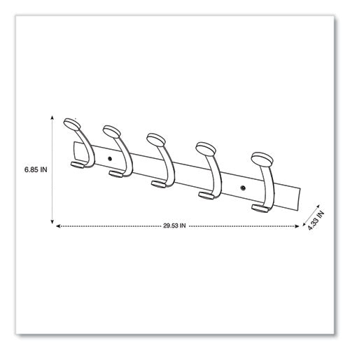 Wooden Coat Hook, Five Wood Peg Wall Rack, Brown/silver, 45 Lb Capacity