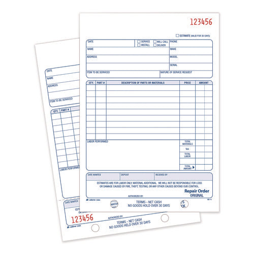 Multipart Repair Order Pad, Two-part Carbonless, 5.56 X 7.94, 50 Forms Total