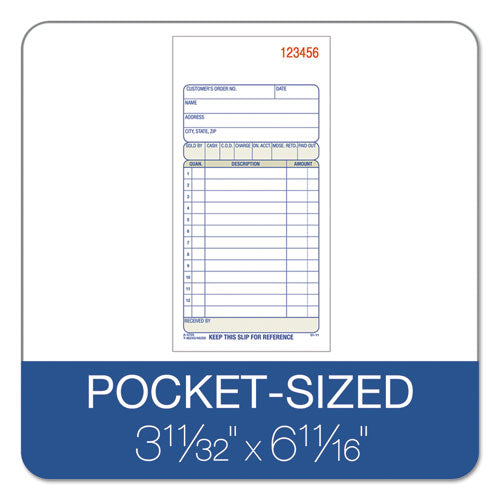 Multipart Sales Order Pad, 12 Lines, Two-part Carbonless, 3.34 X 6.69, 50 Forms Total