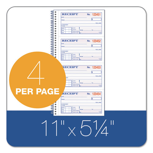 Multipart Money/rent Receipt Book, Two-part Carbonless, 4.75 X 2.75, 4 Forms/sheet, 200 Forms Total