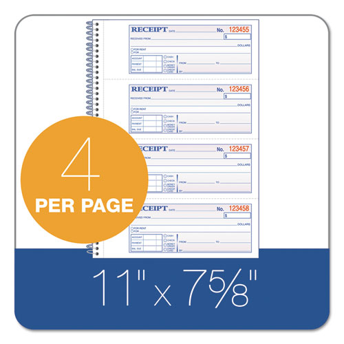 Multipart Money/rent Receipt Book, Two-part Carbonless, 7.13 X 2.75, 4 Forms/sheet, 200 Forms Total