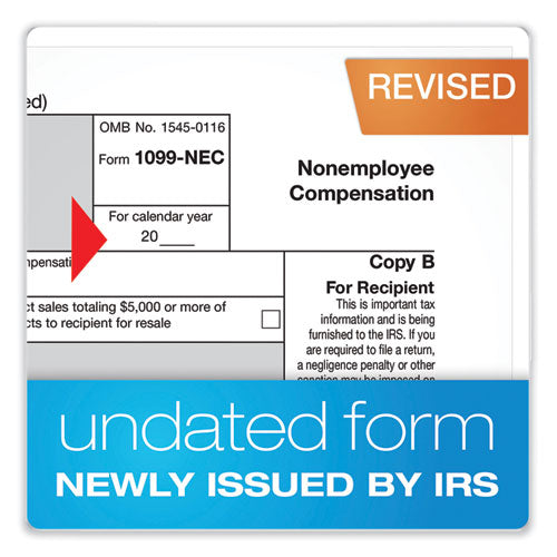 1099-nec + 1096 Tax Form Kit With E-file, Inkjet/laser, Fiscal Year: 2023, 5-part, 8.5 X 3.67, 3 Forms/sheet, 50 Forms Total