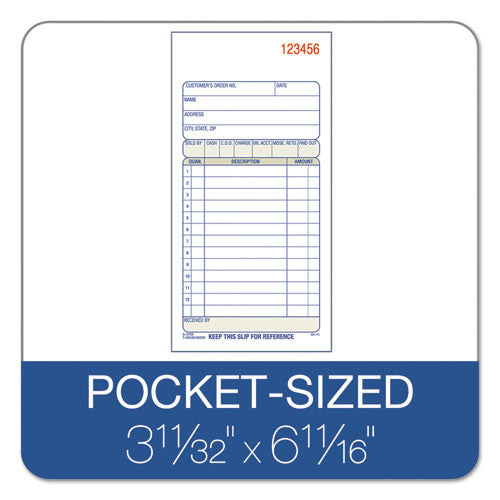 Multipart Sales Order Pad, Three-part Carbonless, 3.25 X 7.13, 50 Forms Total