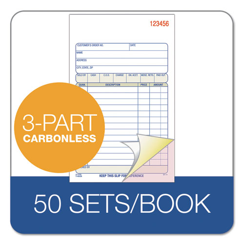 Multipart Sales Order Pad, Three-part Carbonless, 4.19 X 6.69, 50 Forms Total