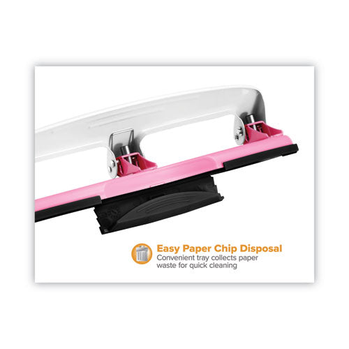 12-sheet Ez Squeeze Incourage Three-hole Punch, Breast Cancer Awareness, 9/32" Holes, Pink