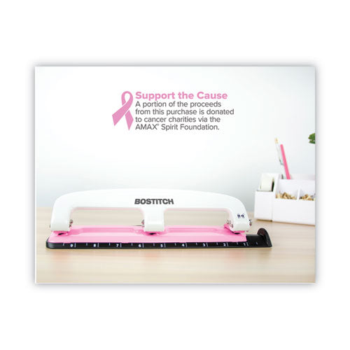 12-sheet Ez Squeeze Incourage Three-hole Punch, Breast Cancer Awareness, 9/32" Holes, Pink