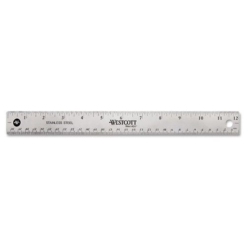 Stainless Steel Office Ruler With Non Slip Cork Base, Standard/metric, 12" Long