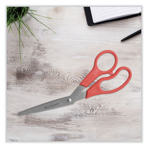 Value Line Stainless Steel Shears, 8" Long, 3.5" Cut Length, Crane-style Red Handle