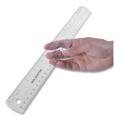 Non-shatter Flexible Ruler, Standard/metric, 12" Long, Plastic, Clear