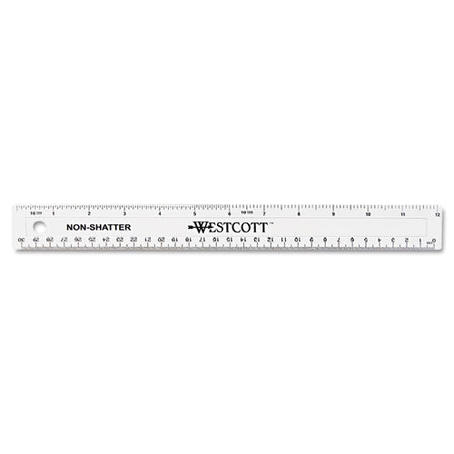 Non-shatter Flexible Ruler, Standard/metric, 12" Long, Plastic, Clear