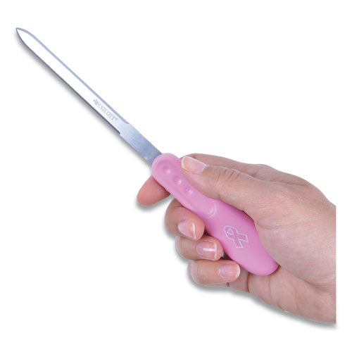 Pink Ribbon Stainless Steel Letter Opener, Breast Cancer Awareness, 9", Pink