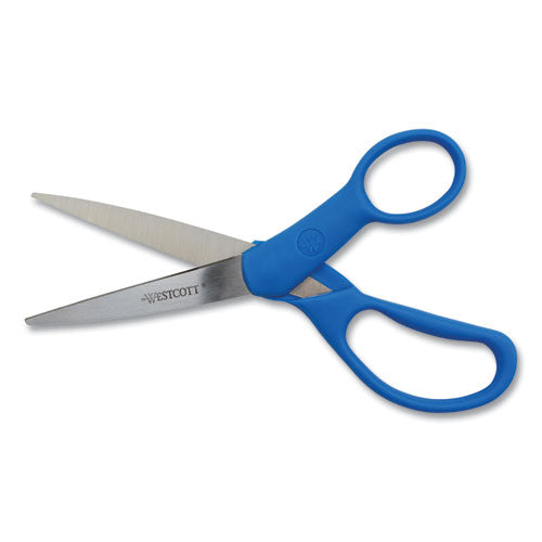 Preferred Line Stainless Steel Scissors, 7" Long, 3.25" Cut Length, Straight Blue Handle