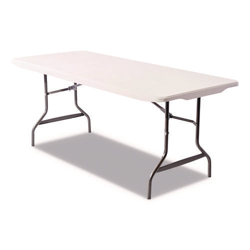 Resin Rectangular Folding Table, Square Edge, 72w X 30d X 29h, Platinum