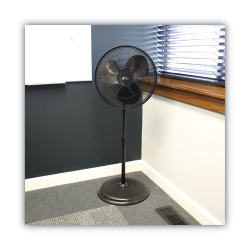 16" 3-speed Oscillating Pedestal Stand Fan, Metal, Plastic, Black