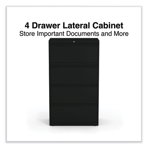 Lateral File, 4 Legal/letter-size File Drawers, Black, 30" X 18.63" X 52.5"