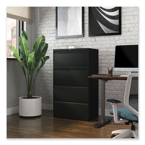 Lateral File, 4 Legal/letter-size File Drawers, Black, 30" X 18.63" X 52.5"