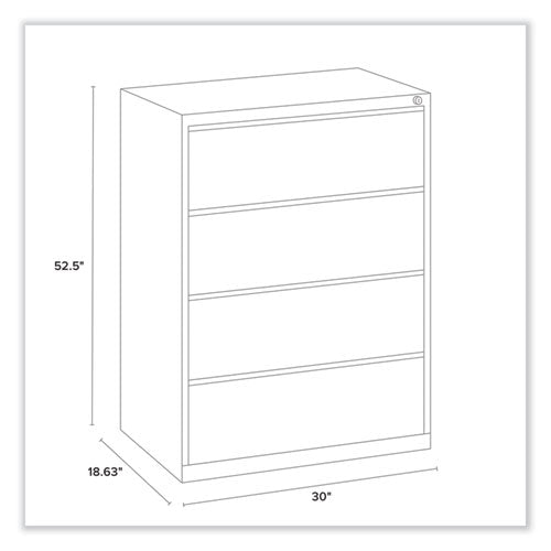 Lateral File, 4 Legal/letter-size File Drawers, Black, 30" X 18.63" X 52.5"