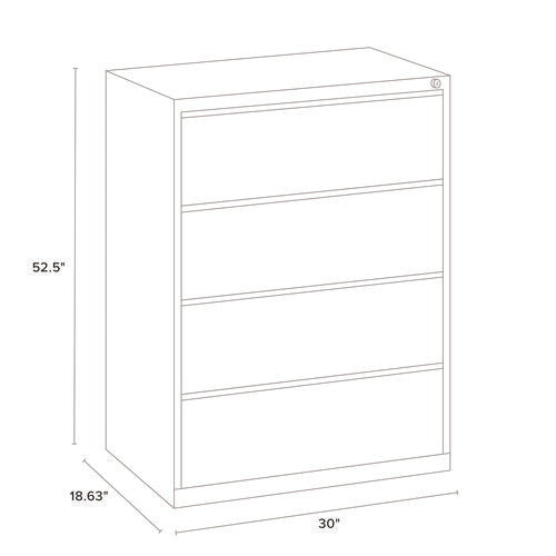 Lateral File, 4 Legal/letter-size File Drawers, Light Gray, 30" X 18.62" X 52.5"