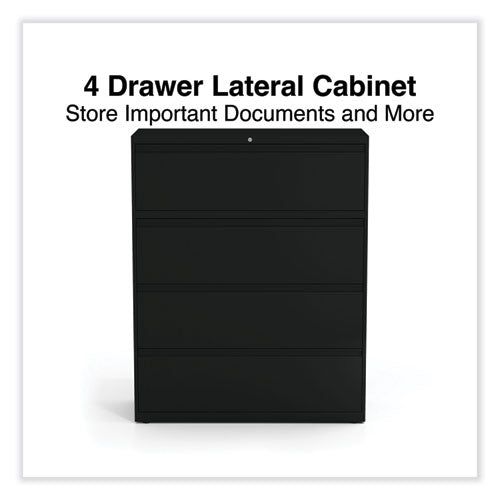 Lateral File, 4 Legal/letter-size File Drawers, Black, 42" X 18.63" X 52.5"