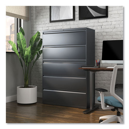 Lateral File, 5 Legal/letter/a4/a5-size File Drawers, Charcoal, 42" X 18.63" X 67.63"