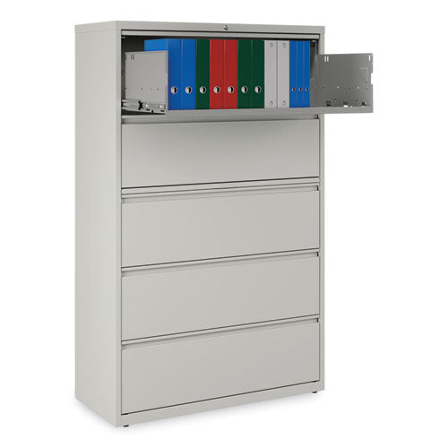 Lateral File, 5 Legal/letter/a4/a5-size File Drawers, 1 Roll-out Posting Shelf, Light Gray, 42" X 18.63" X 67.63"