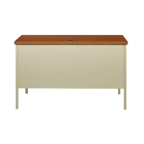 Double Pedestal Steel Desk, 60" X 30" X 29.5", Cherry/putty, Putty Legs