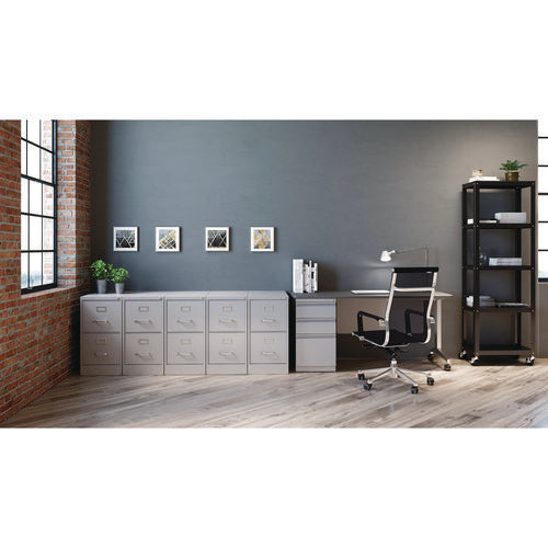 Two-drawer Economy Vertical File, 2 Letter-size File Drawers, Light Gray, 15" X 25" X 28.38"