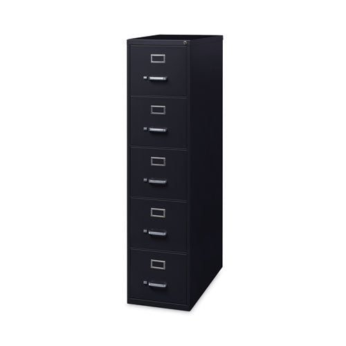 Five-drawer Economy Vertical File, Letter-size File Drawers, 15" X 26.5" X 61.37", Black