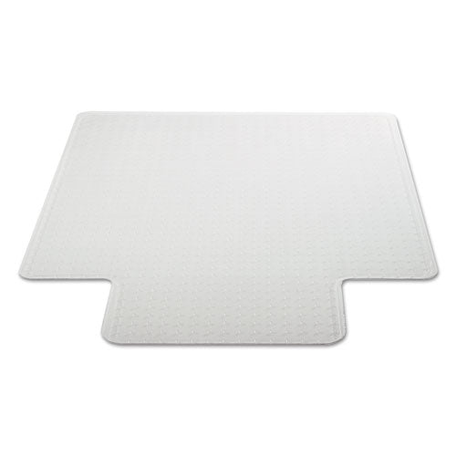 Occasional Use Studded Chair Mat For Flat Pile Carpet, 45 X 53, Wide Lipped, Clear