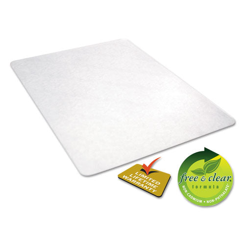 All Day Use Non-studded Chair Mat For Hard Floors, 46 X 60, Rectangular, Clear