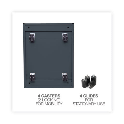 File Pedestal, Left Or Right, 2-drawers: Box/file, Legal/letter, Charcoal, 14.96" X 19.29" X 21.65"