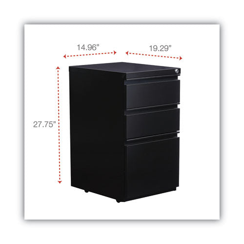 File Pedestal With Full-length Pull, Left Or Right, 3-drawers: Box/box/file, Legal/letter, Black, 14.96" X 19.29" X 27.75"