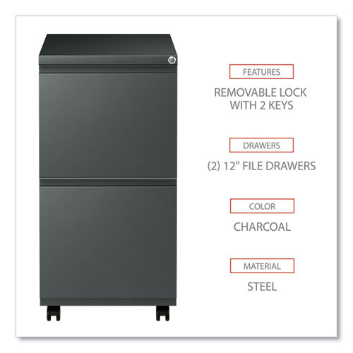 File Pedestal With Full-length Pull, Left Or Right, 2 Legal/letter-size File Drawers, Charcoal, 14.96" X 19.29" X 27.75"