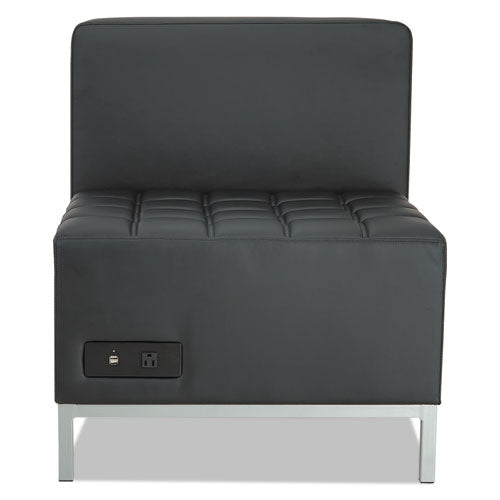 Alera Qub Series Armless L Sectional, Charging Station Center Seat, Ac Outlet, (2) Usb Ports, 26.38" X 26.38" X 30.5", Black